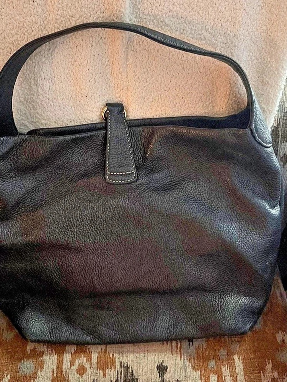 Dooney & Bourke Pebble Grain Logo Lock Shoulder Bag Black